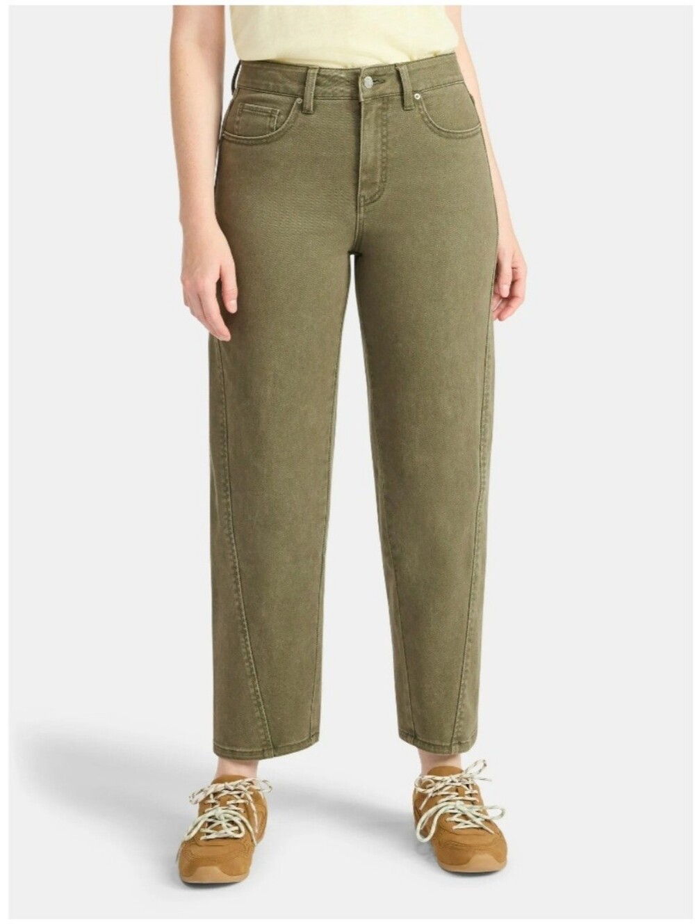 Time And Tru High Rise Barrel Jeans Olive Womens Size 16